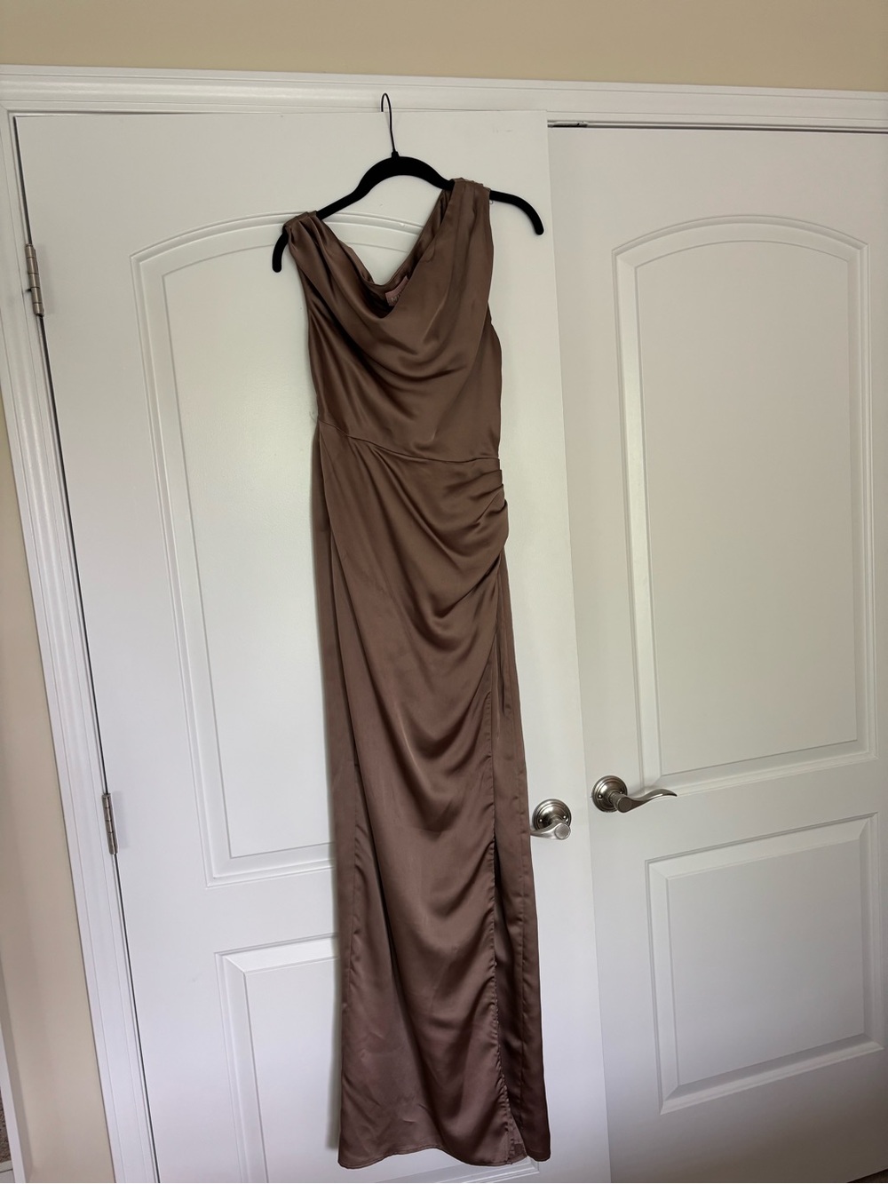 Show Me Your MuMu Jodie Satin Maxi Bridesmaids Dress - Dune